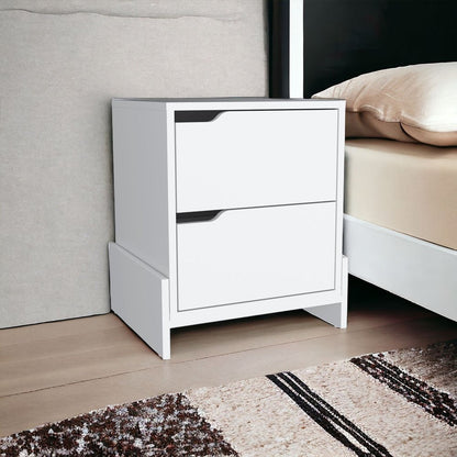 20" White Wood Two Drawer Nightstand HomeRoots