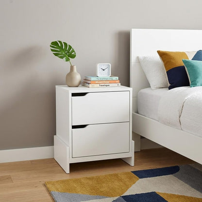 20" White Wood Two Drawer Nightstand HomeRoots