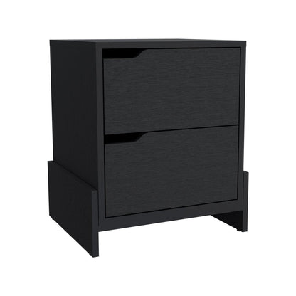 20" Black Wood Two Drawer Nightstand HomeRoots