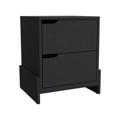 20" Black Two Drawer Faux Wood Nightstand - FurniFindUSA