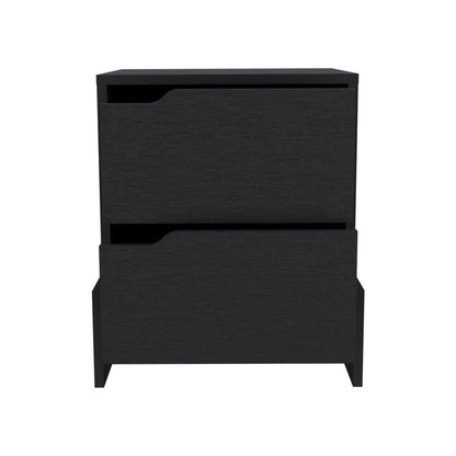 20" Black Wood Two Drawer Nightstand HomeRoots