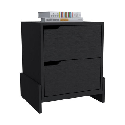 20" Black Wood Two Drawer Nightstand HomeRoots