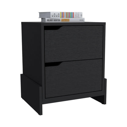 20" Black Two Drawer Faux Wood Nightstand - FurniFindUSA