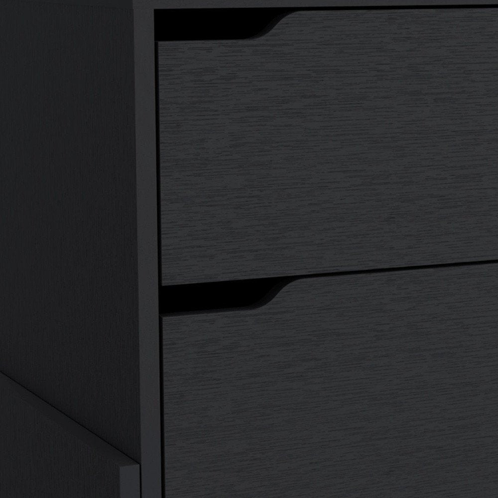 20" Black Wood Two Drawer Nightstand HomeRoots