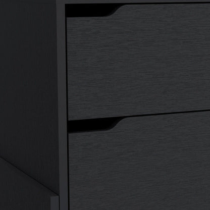 20" Black Wood Two Drawer Nightstand HomeRoots