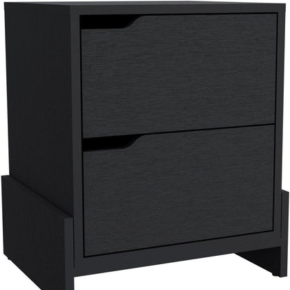 20" Black Wood Two Drawer Nightstand HomeRoots
