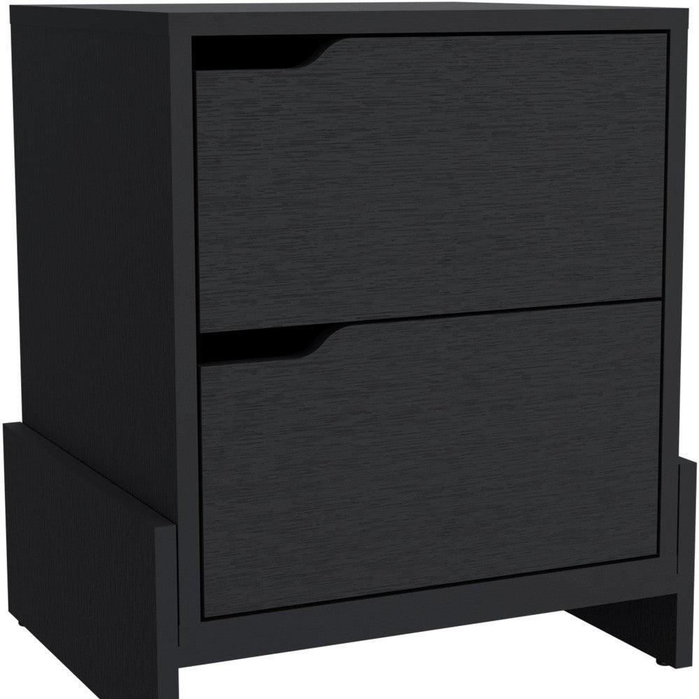 20" Black Two Drawer Faux Wood Nightstand - FurniFindUSA