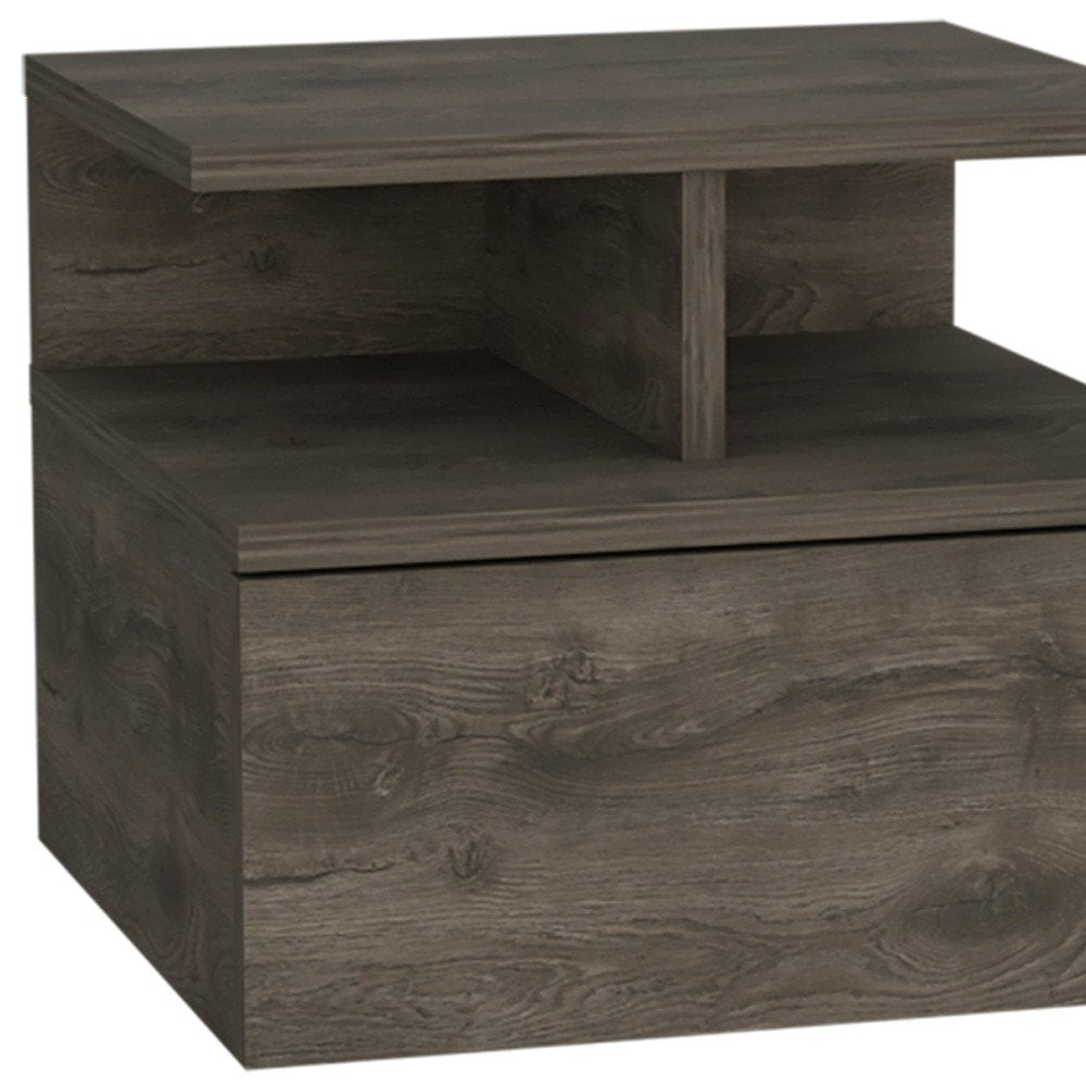12" Brown Wood One Drawer Floating Nightstand HomeRoots