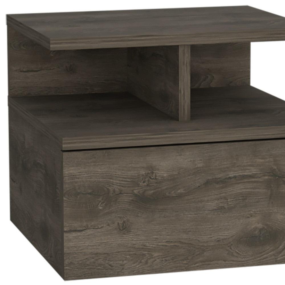 12" Brown One Drawer Faux Wood Floating Nightstand - FurniFindUSA