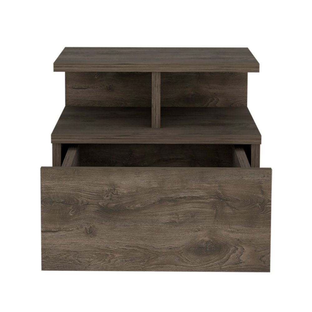 12" Brown Wood One Drawer Floating Nightstand HomeRoots