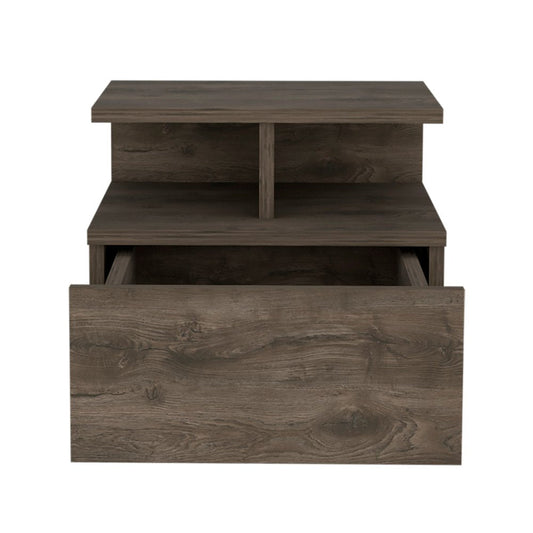 12" Brown Wood One Drawer Floating Nightstand HomeRoots