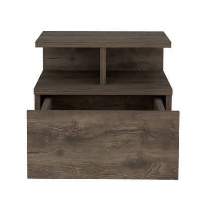 12" Brown Wood One Drawer Floating Nightstand HomeRoots
