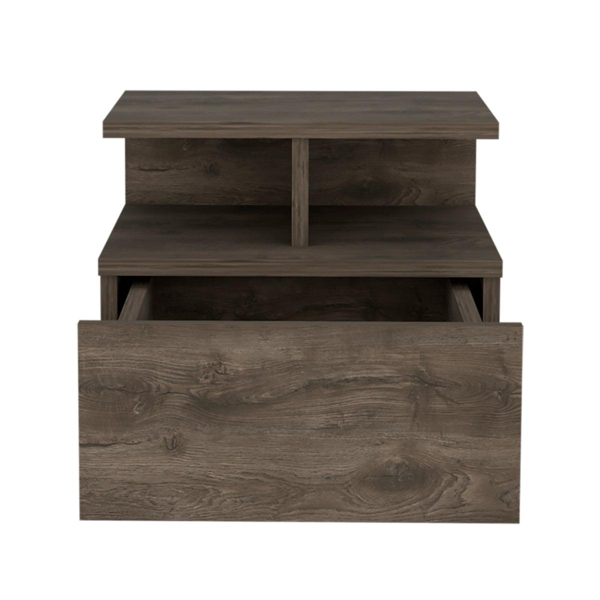 12" Brown One Drawer Faux Wood Floating Nightstand - FurniFindUSA