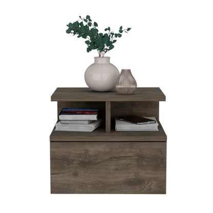 12" Brown Wood One Drawer Floating Nightstand HomeRoots