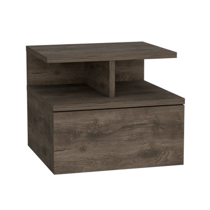 12" Brown Wood One Drawer Floating Nightstand HomeRoots