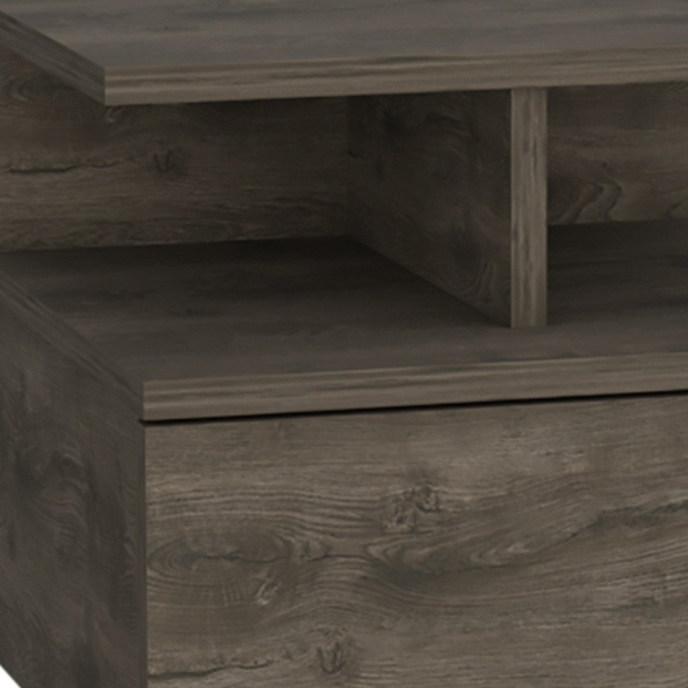 12" Brown Wood One Drawer Floating Nightstand HomeRoots