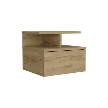 12" Beige Wood One Drawer Floating Nightstand HomeRoots