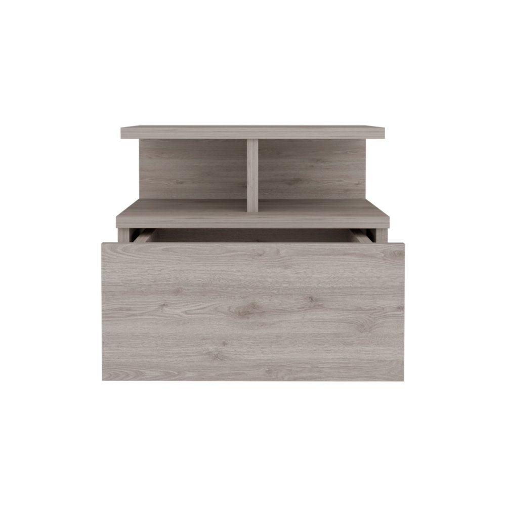12" Gray Wood One Drawer Floating Nightstand — view 2