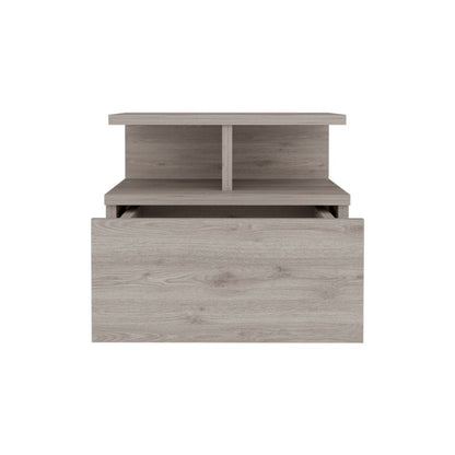 12" Gray Wood One Drawer Floating Nightstand HomeRoots