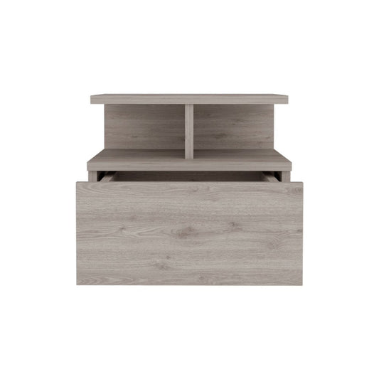 12" Gray Wood One Drawer Floating Nightstand