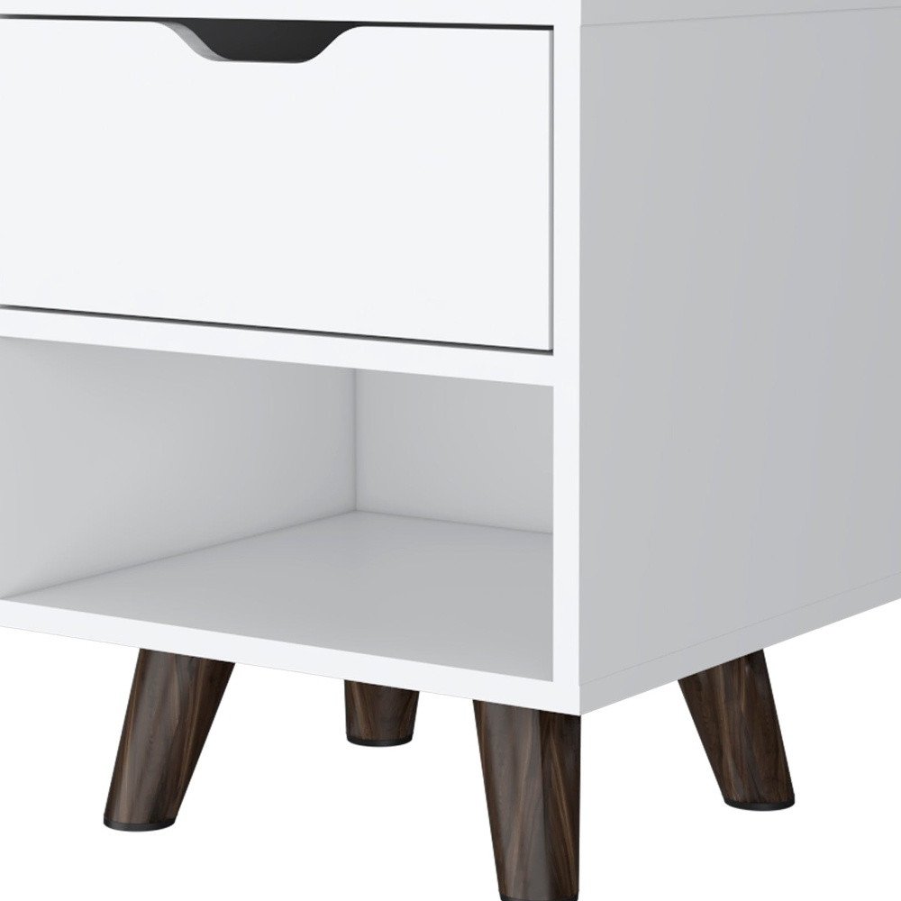 19" White Wood One Drawer Nightstand HomeRoots