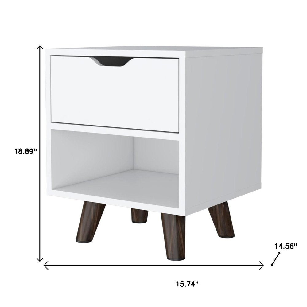 19" White Wood One Drawer Nightstand HomeRoots