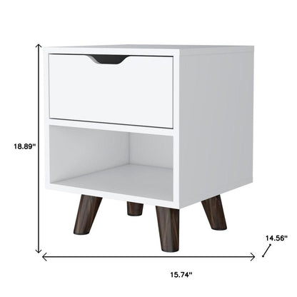 19" White Wood One Drawer Nightstand HomeRoots