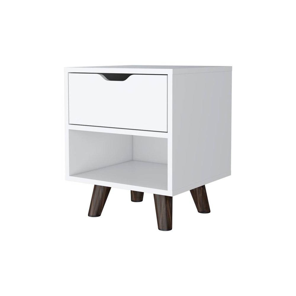 19" White Wood One Drawer Nightstand HomeRoots