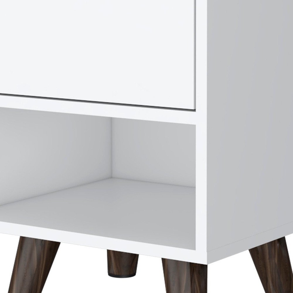 19" White Wood One Drawer Nightstand HomeRoots