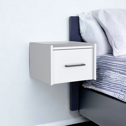 10" White Wood One Drawer Floating Nightstand HomeRoots
