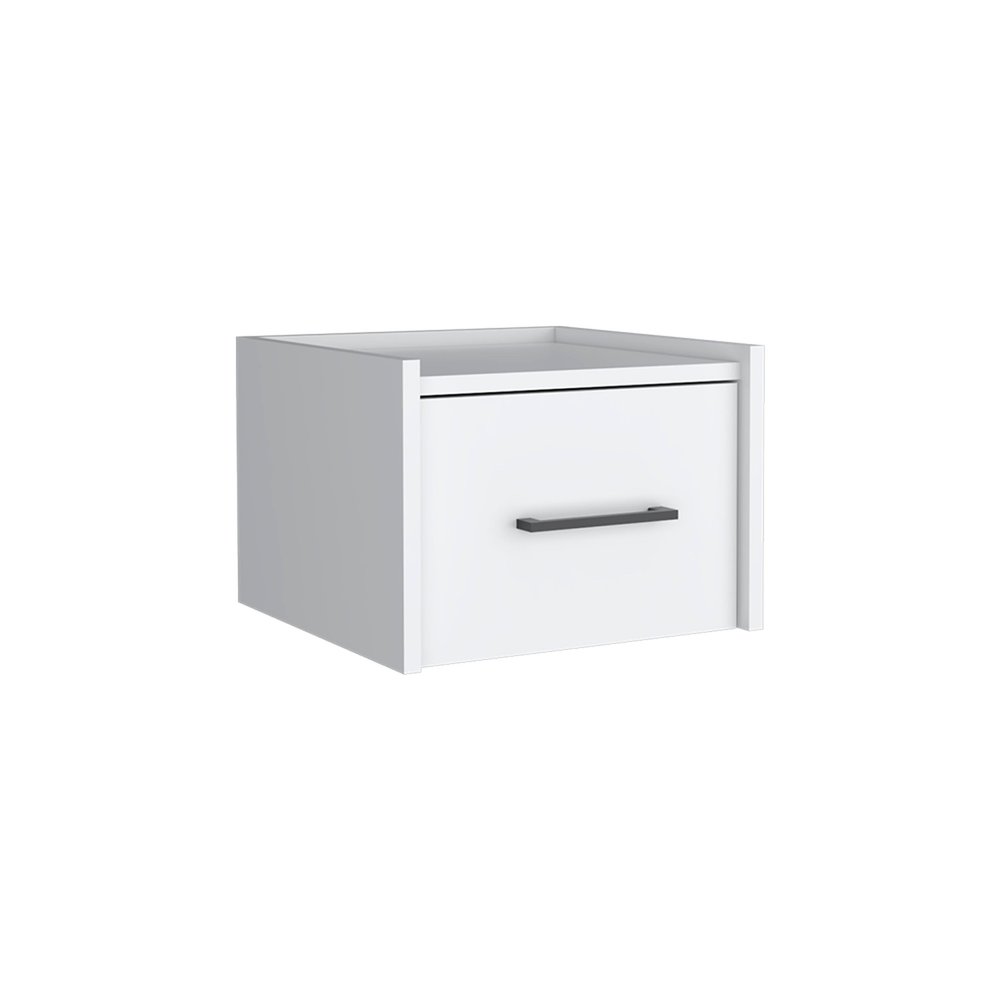 10" White Wood One Drawer Floating Nightstand HomeRoots