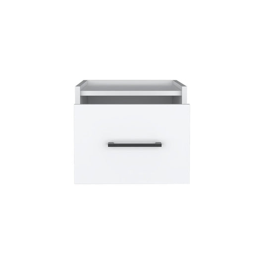 10" White Wood One Drawer Floating Nightstand HomeRoots