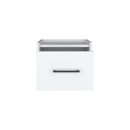 10" White Wood One Drawer Floating Nightstand HomeRoots