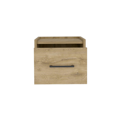 10" Beige One Drawer Faux Wood Nightstand