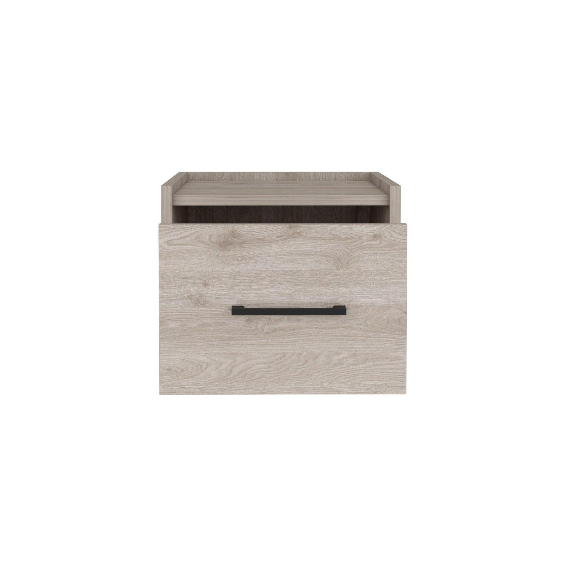 10" Gray One Drawer Faux Wood Floating Nightstand - FurniFindUSA