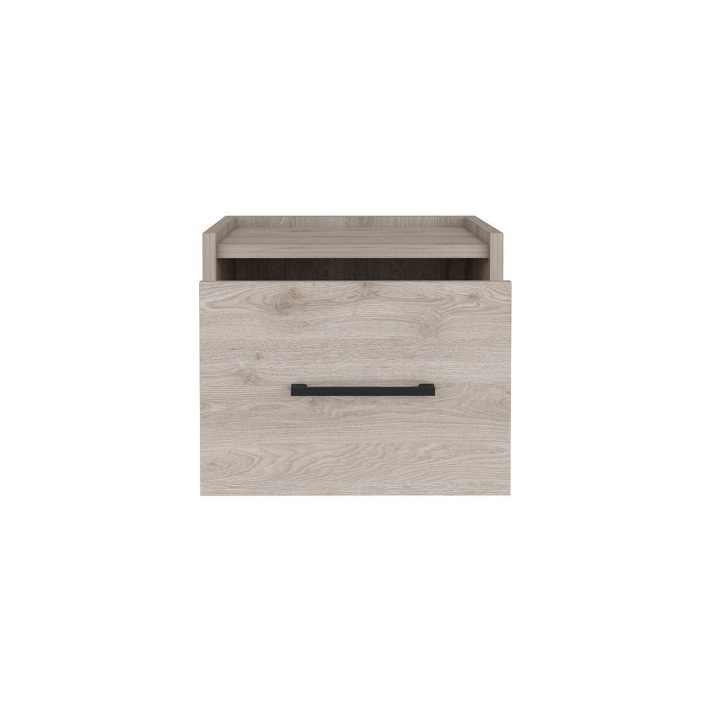 10" Gray Wood One Drawer Floating Nightstand HomeRoots