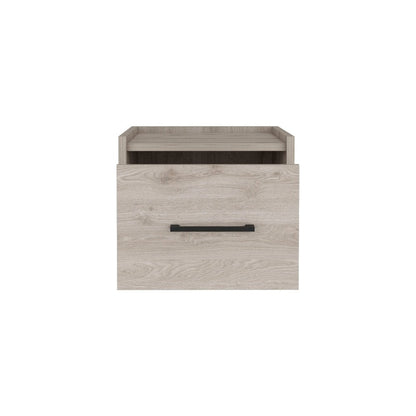 10" Gray Wood One Drawer Floating Nightstand HomeRoots
