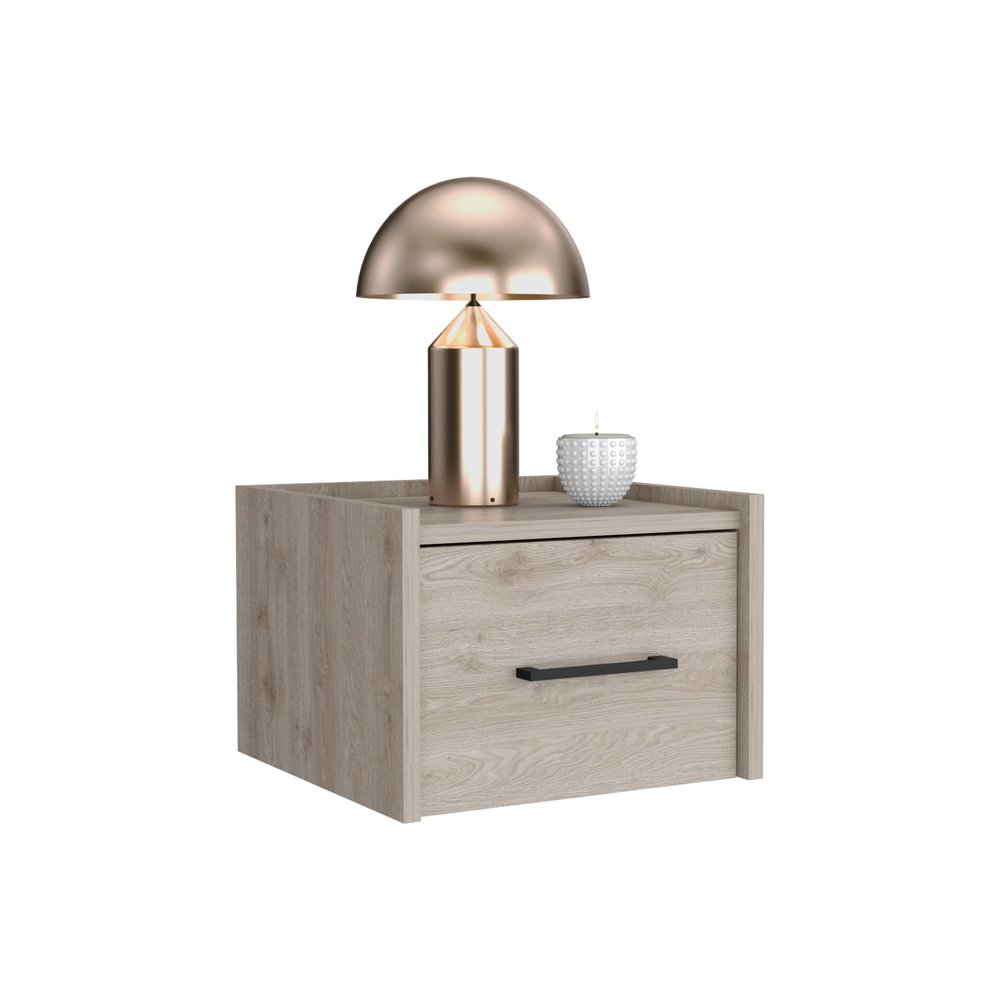10" Gray Wood One Drawer Floating Nightstand HomeRoots