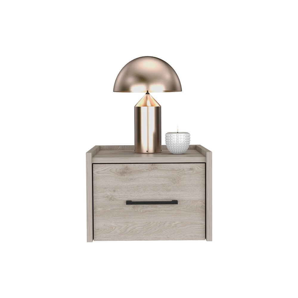 10" Gray Wood One Drawer Floating Nightstand HomeRoots