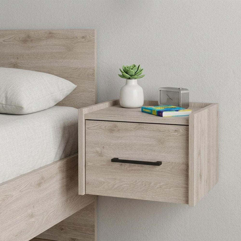 10" Gray Wood One Drawer Floating Nightstand HomeRoots