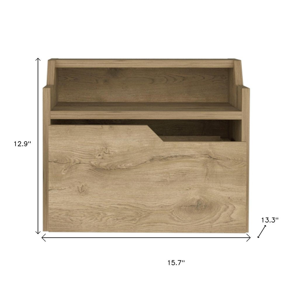 13" Beige Wood One Drawer Floating Nightstand HomeRoots