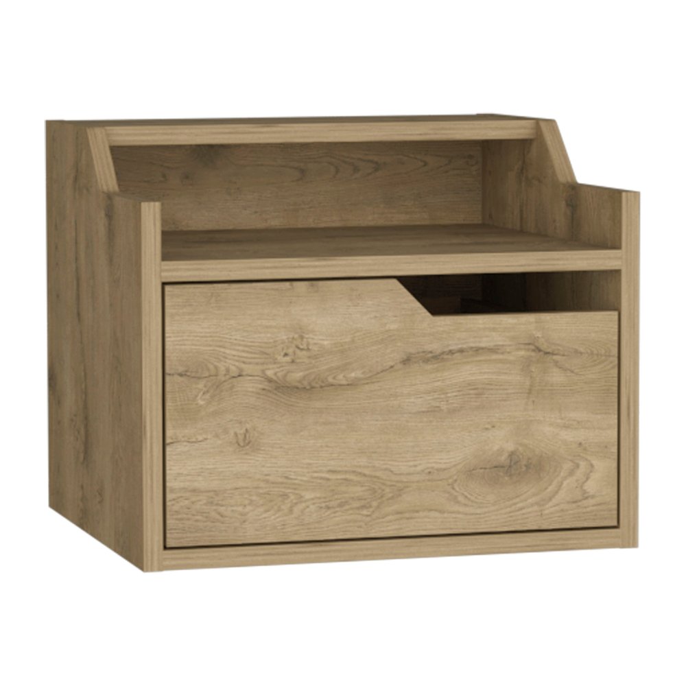 16" Beige Wood One Drawer Floating Nightstand HomeRoots
