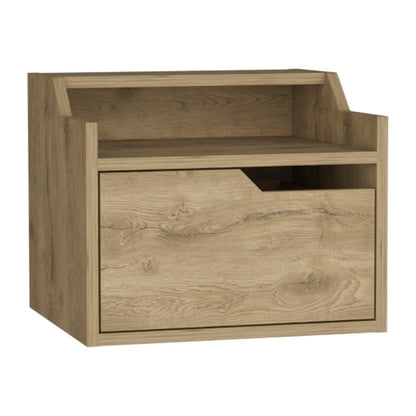 16" Beige Wood One Drawer Floating Nightstand HomeRoots
