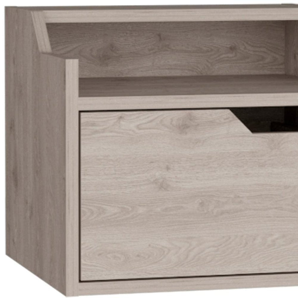 13" Gray Wood One Drawer Floating Nightstand — view 8