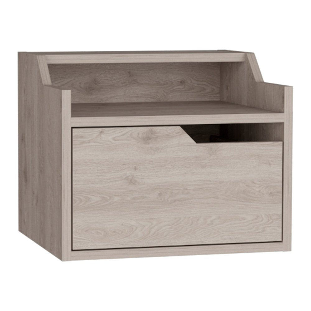13" Gray Wood One Drawer Floating Nightstand HomeRoots