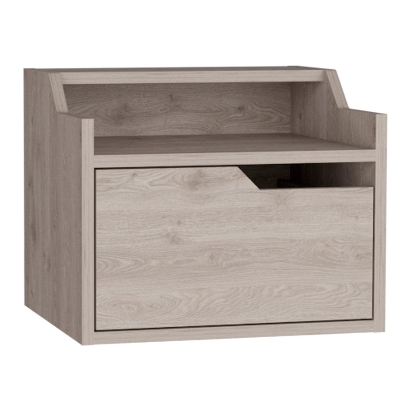 13" Gray One Drawer Faux Wood Floating Nightstand - FurniFindUSA