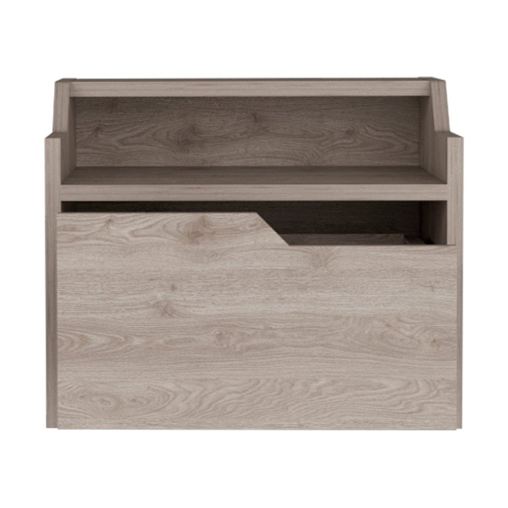13" Gray Wood One Drawer Floating Nightstand — view 4