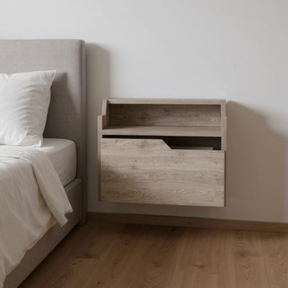 13" Gray Wood One Drawer Floating Nightstand HomeRoots