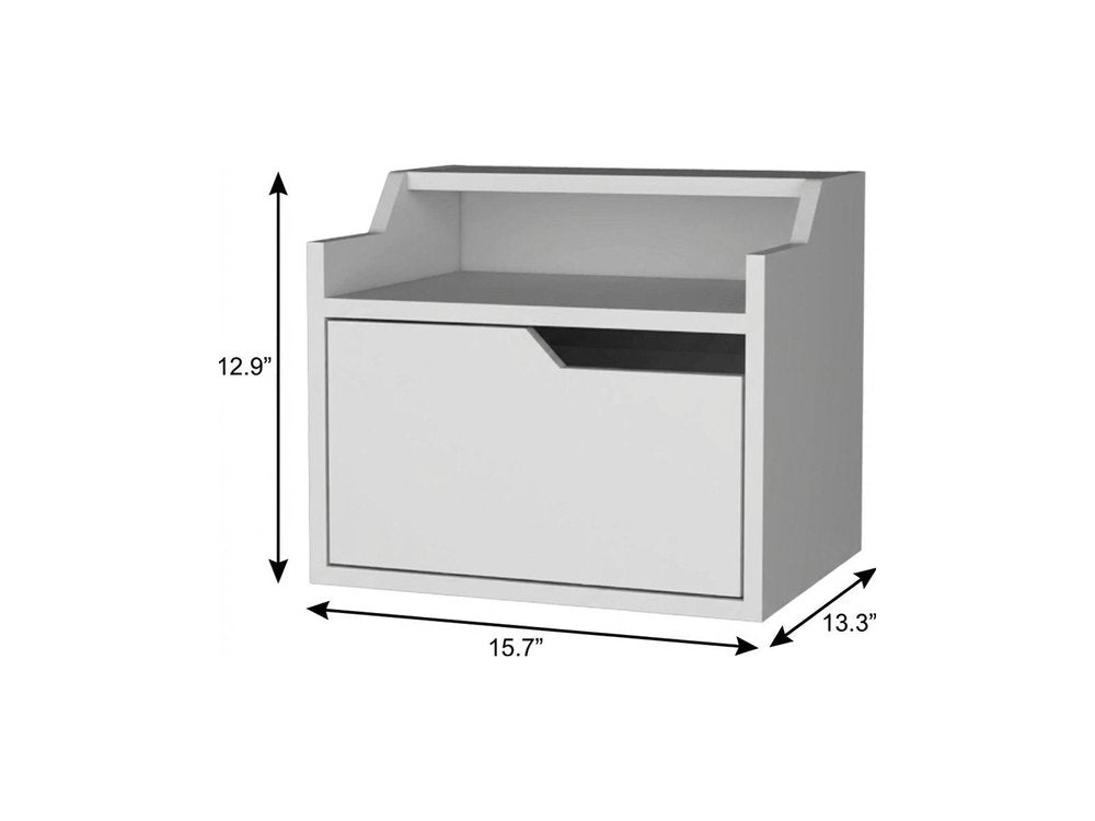 16" White Wood One Drawer Floating Nightstand HomeRoots