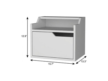 16" White Wood One Drawer Floating Nightstand HomeRoots